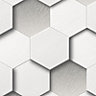 Muriva Honeycomb White Geometric Smooth Wallpaper
