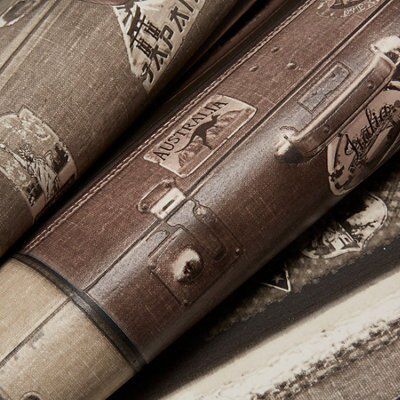 Muriva Luggage Brown Embossed Wallpaper