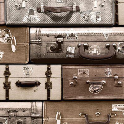 Muriva Luggage Brown Embossed Wallpaper