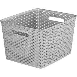 My Style Modern Matt grey rattan effect 18L Plastic Stackable Nestable Storage basket (H)220mm (W)295mm