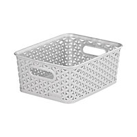 My Style Modern Matt grey rattan effect 4L Plastic Stackable Nestable Storage basket (H)102mm (W)196mm