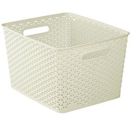 My style White rattan effect 18L Plastic Nestable Storage basket (H)220mm (W)300mm