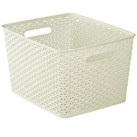 My style White rattan effect 18L Plastic Nestable Storage basket (H)220mm (W)300mm