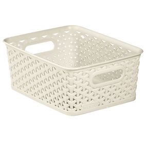 My style White rattan effect 8L Plastic Nestable Storage basket (H)100mm (W)197mm