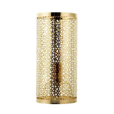 Myla Metalwork Matt Gold effect Cylinder Table lamp