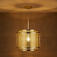 Myla Pendant Steel Gold effect LED Ceiling light