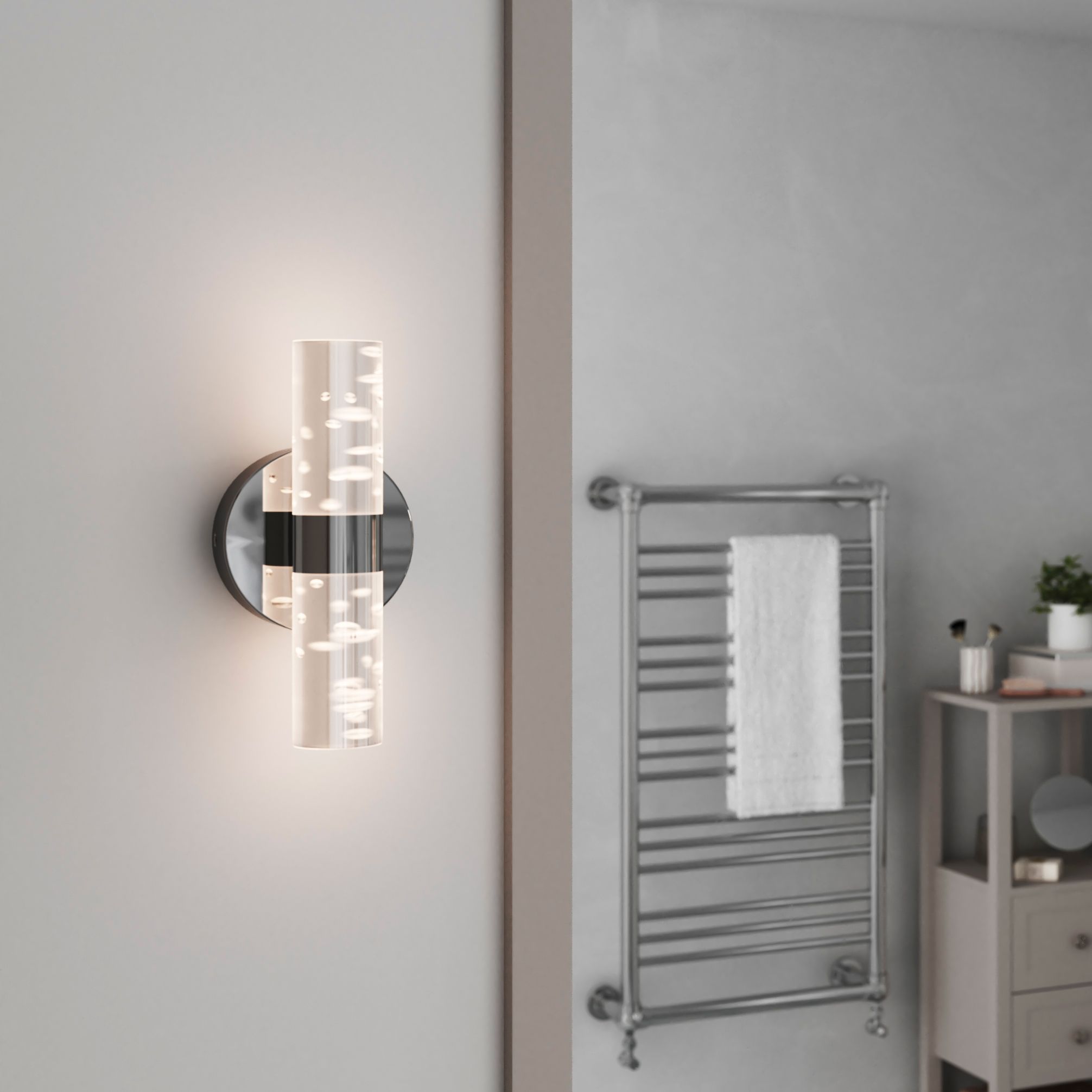Myvat Bubble Silver Chrome effect Double Wired Bathroom wall light