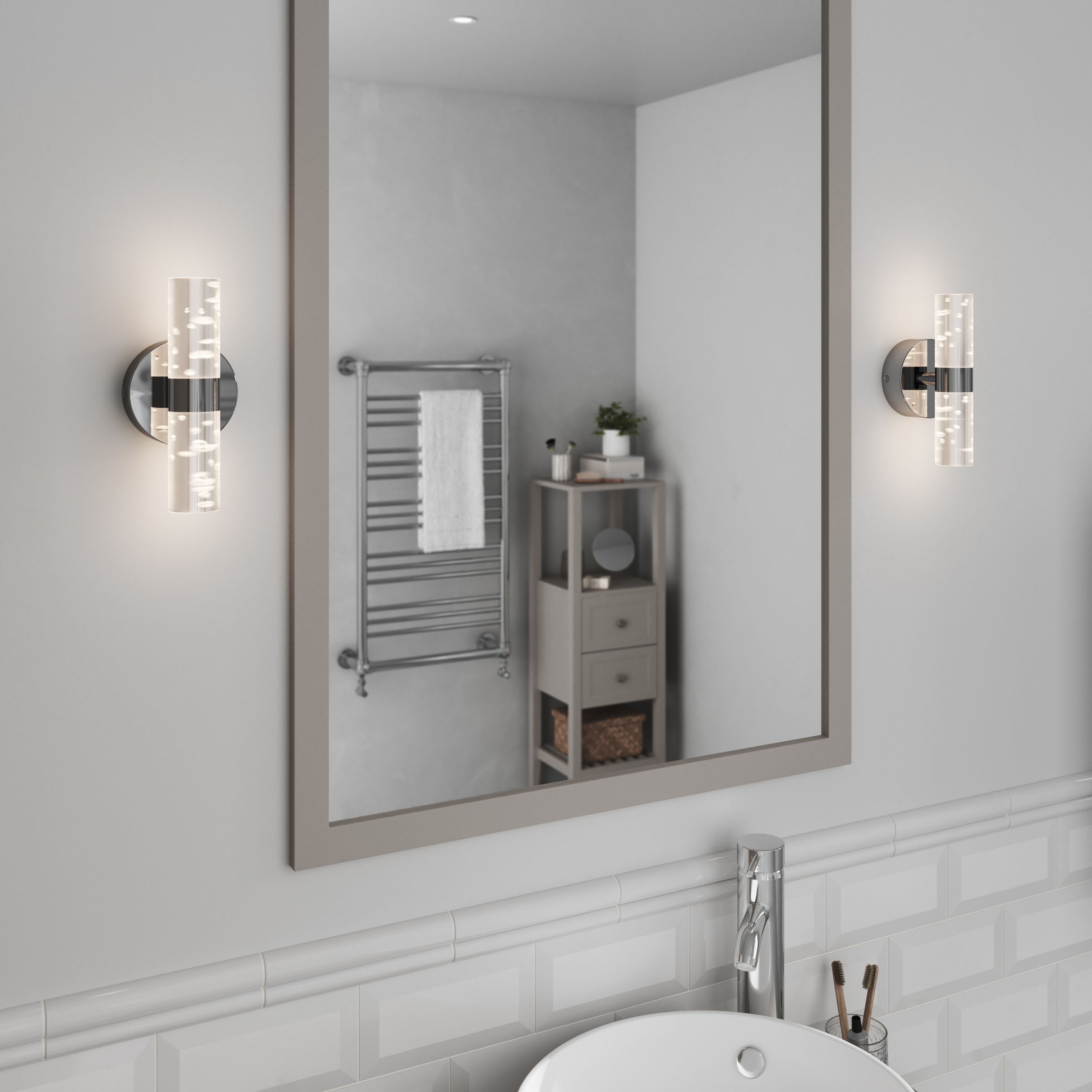 Myvat Bubble Silver Chrome effect Double Wired Bathroom wall light
