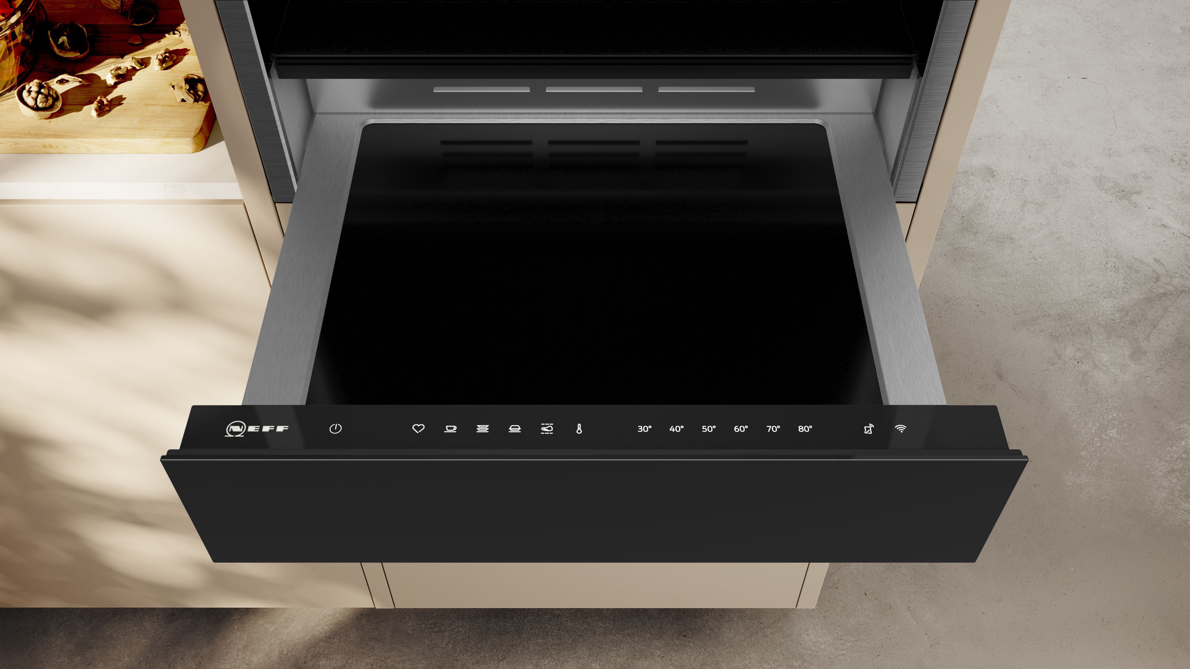 N24HA11G1B Black glass Warming drawer