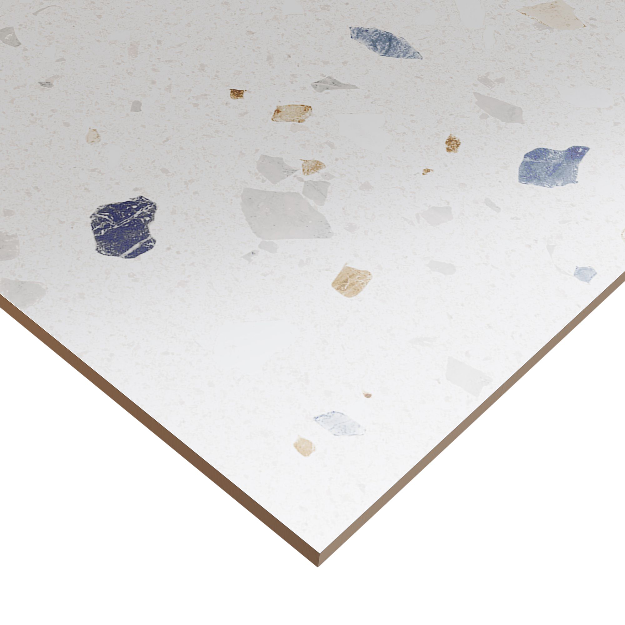 Naira White & Multicolour Satin Terrazzo Stone effect Ceramic Indoor Wall tile, Pack of 7, (L)598mm (W)298mm