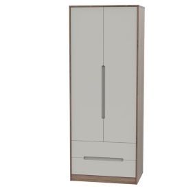 Nantes Contemporary Pre-assembled Satin cashmere oak effect 2 door 2 Drawer Tall Double Wardrobe (H)1970mm (W)740mm (D)530mm
