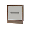 Nantes Satin grey oak effect MDF 2 Drawer Narrow Ready assembled Bedside table (H)570mm (W)450mm (D)395mm
