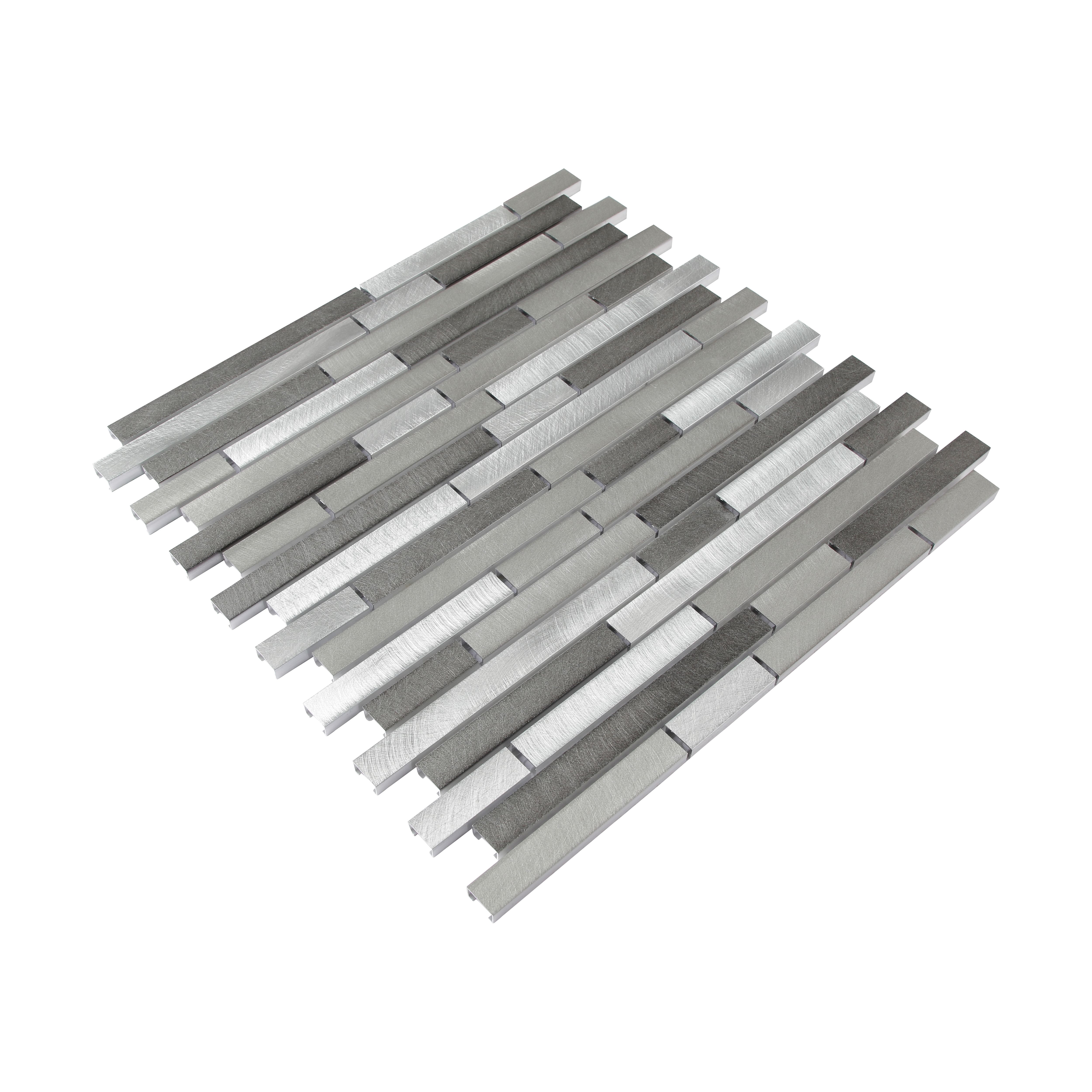 Naplo Grey Matt Metal effect Aluminium Mosaic tile, (L)304mm (W)300mm