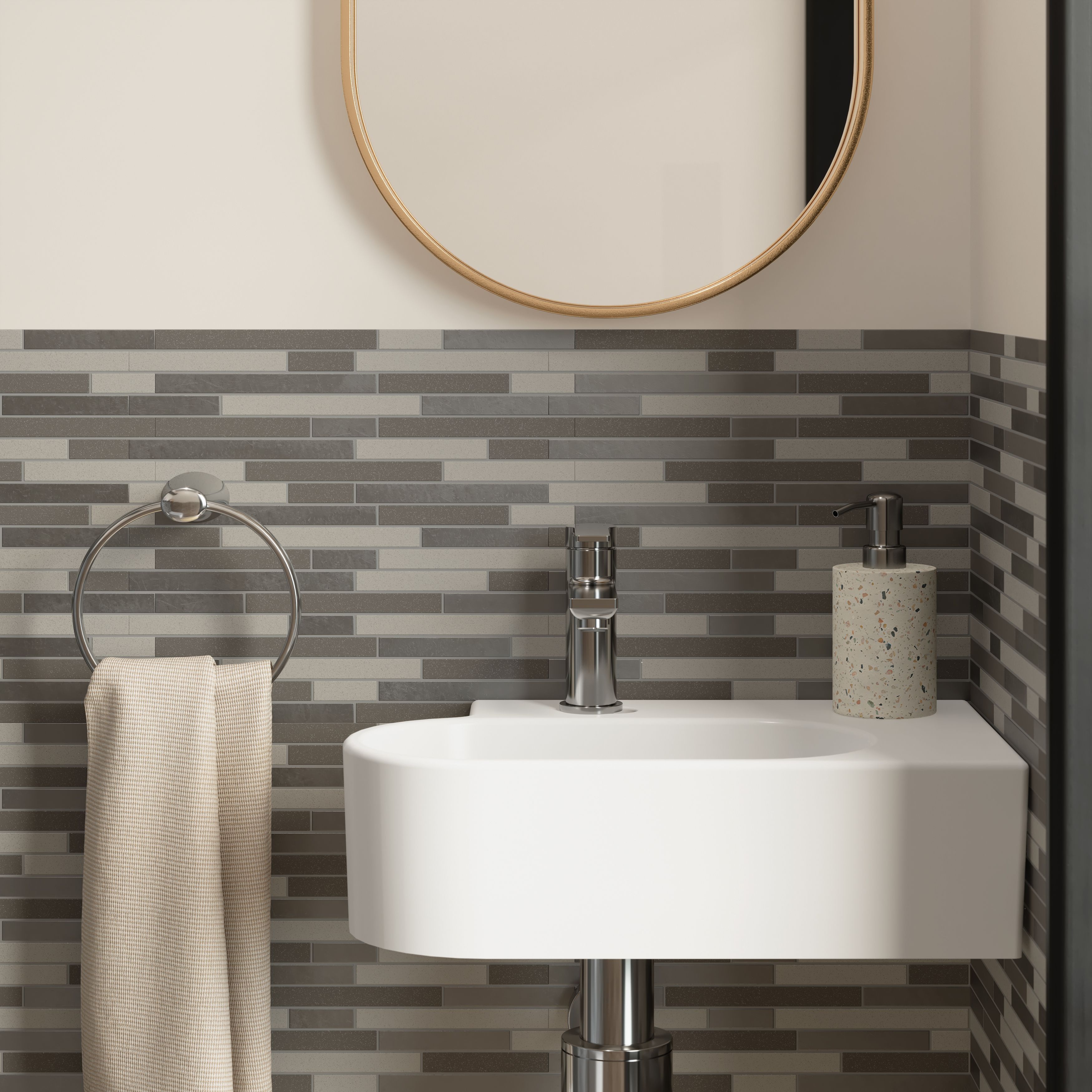 Naplo Grey Matt Metal effect Aluminium Mosaic tile, (L)304mm (W)300mm