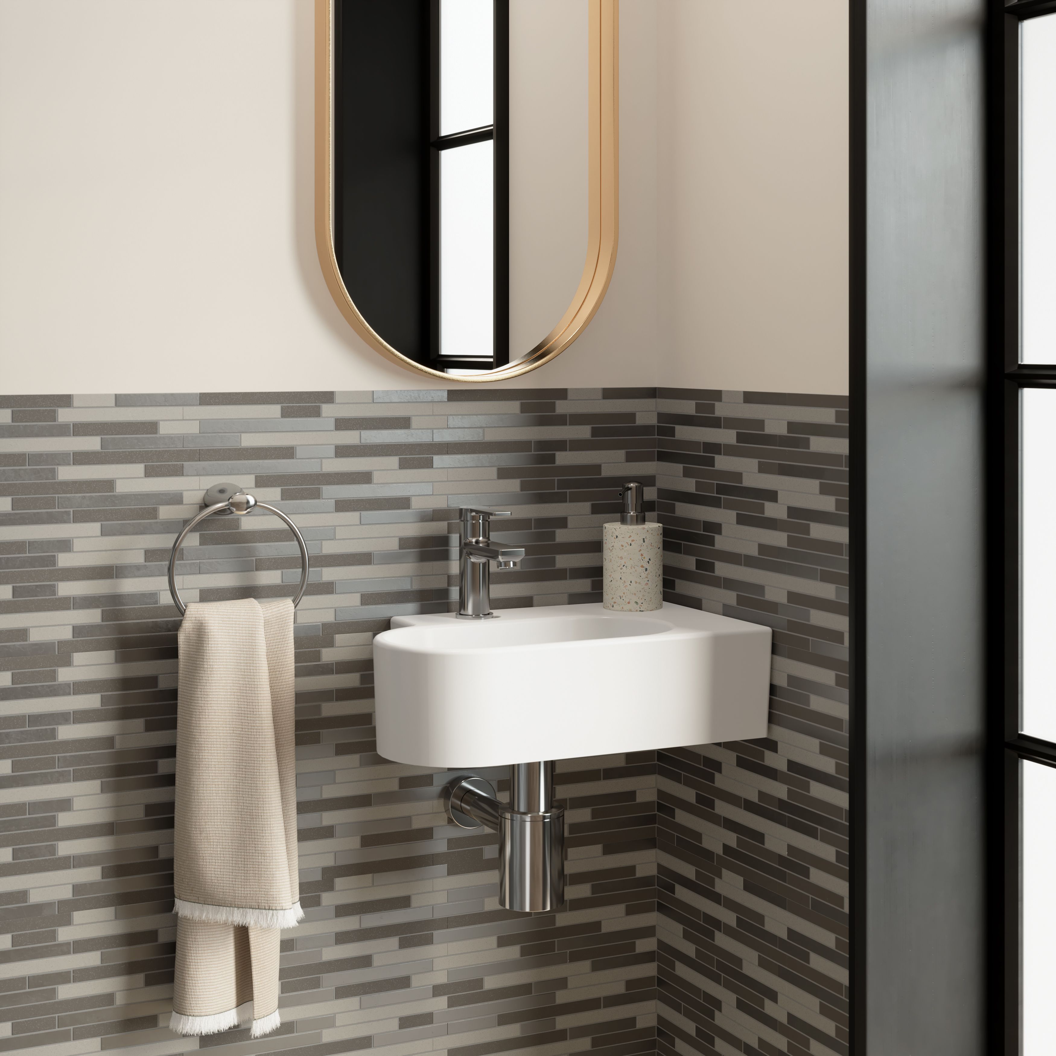 Naplo Grey Matt Metal effect Aluminium Mosaic tile, (L)304mm (W)300mm