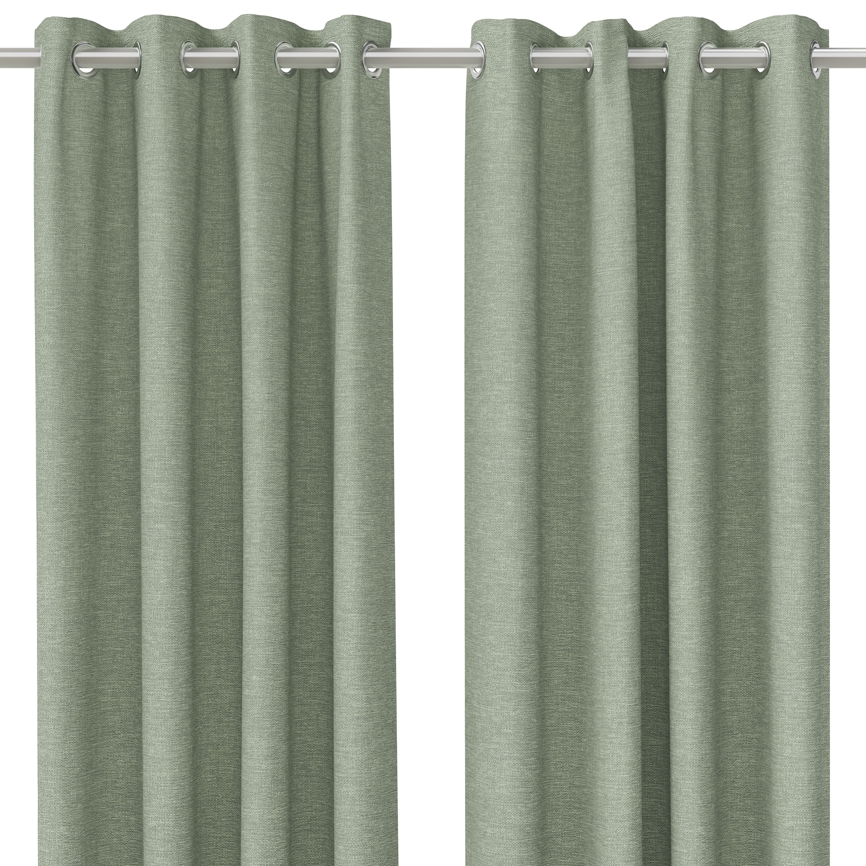 Napour Light green Plain Lined Eyelet Curtain (W)228cm (L)228cm, Pair