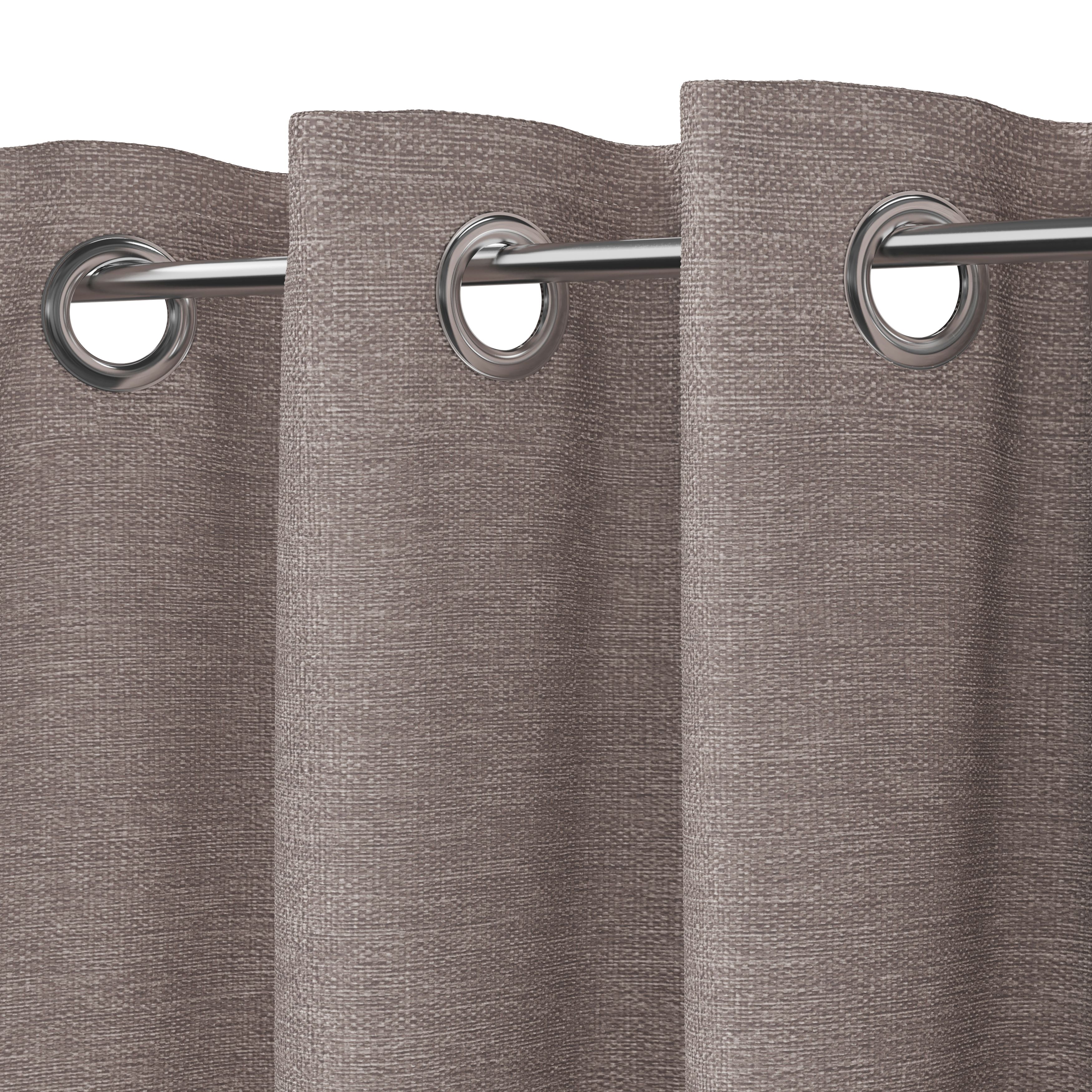Napour Taupe Plain Lined Eyelet Curtain (W)167cm (L)183cm, Pair