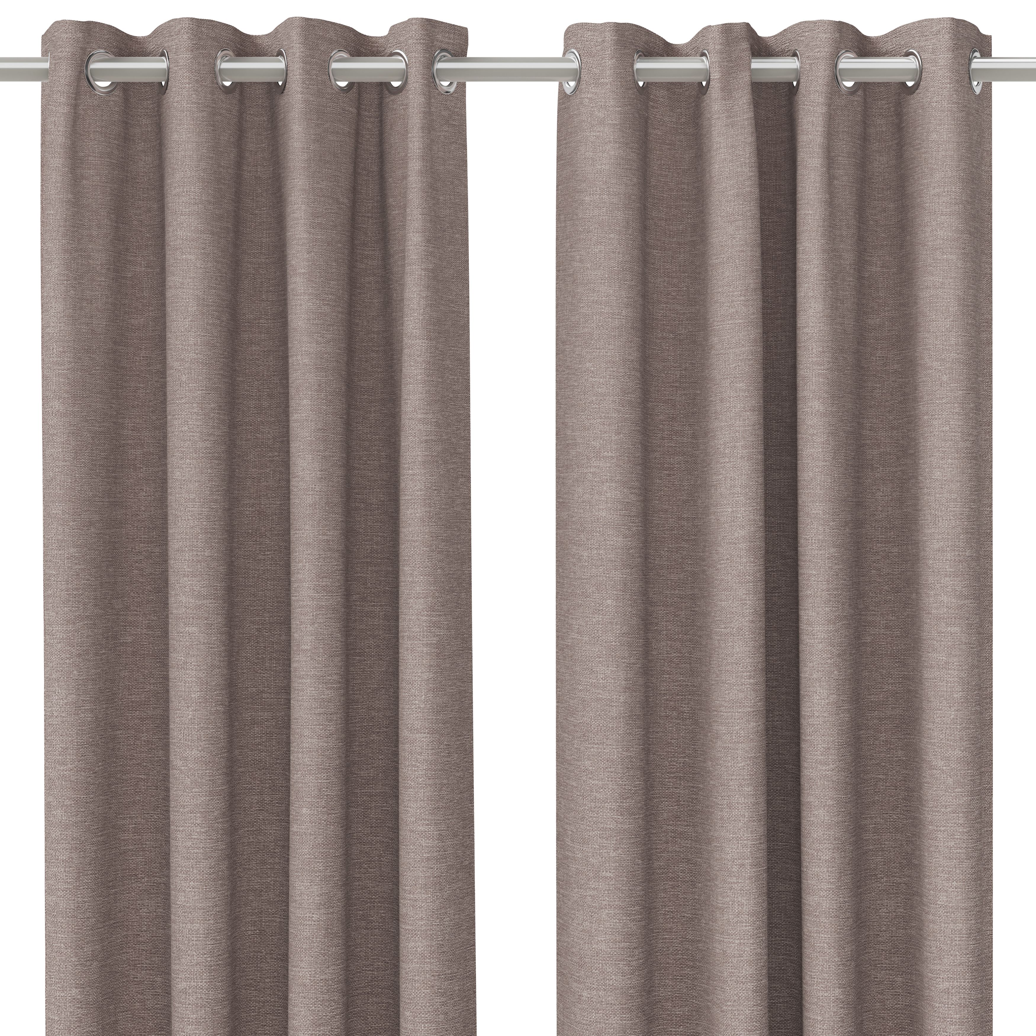 Napour Taupe Plain Lined Eyelet Curtain (W)228cm (L)228cm, Pair | DIY ...