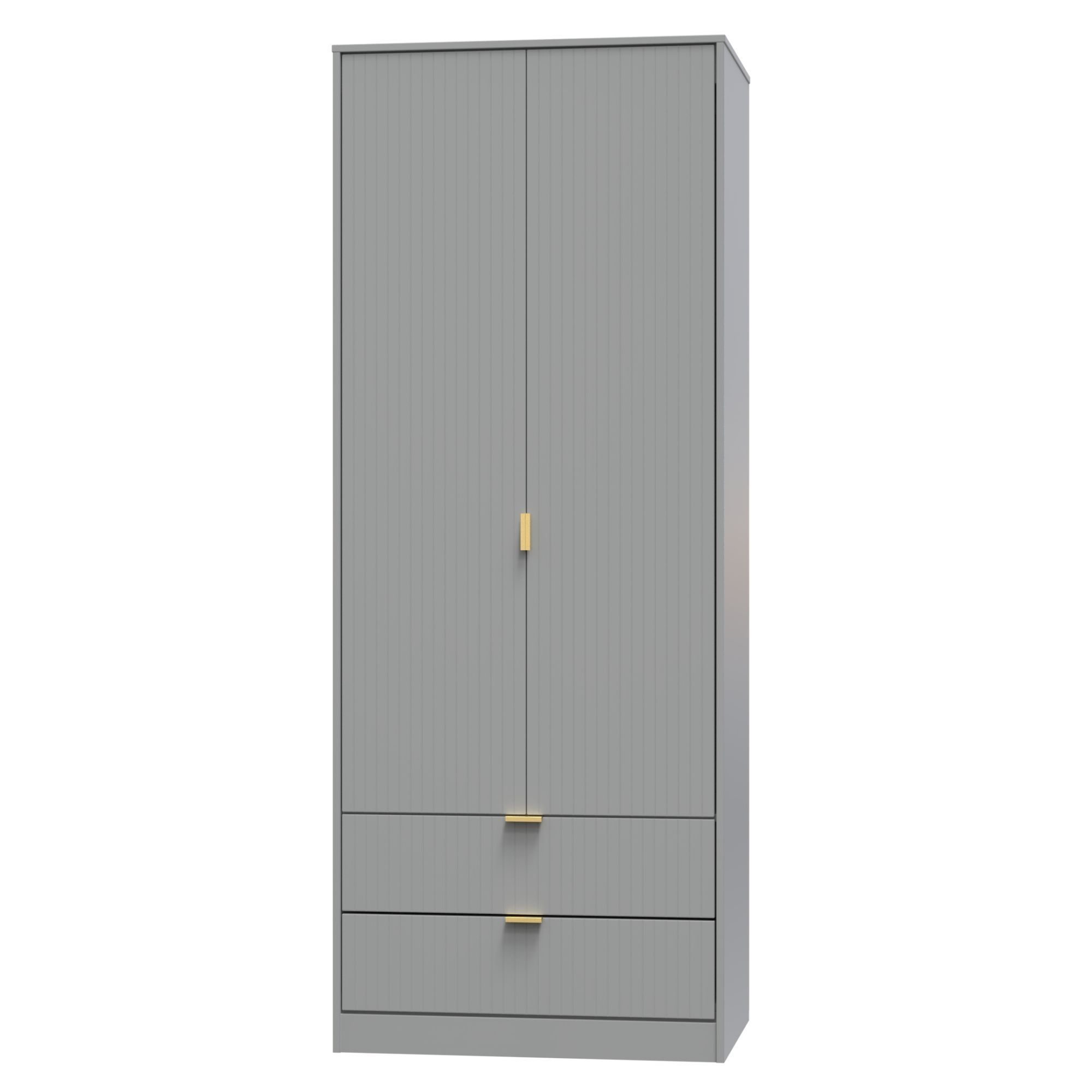 Nashville Ready assembled Contemporary Grey 2 Drawer Tall Double Wardrobe (H)1960mm (W)740mm (D)520mm