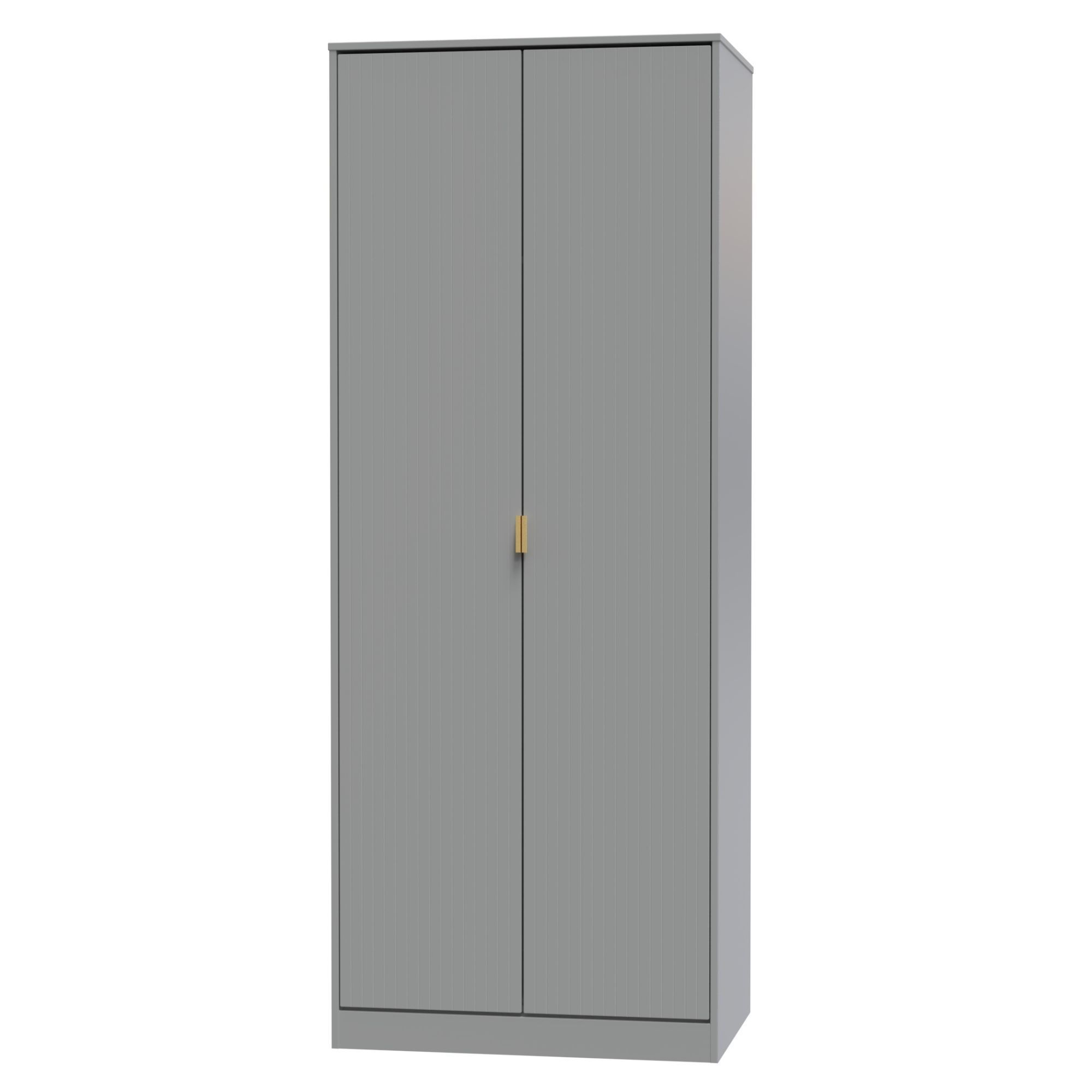 Nashville Ready assembled Contemporary Grey Tall Double Wardrobe (H)1960mm (W)740mm (D)520mm