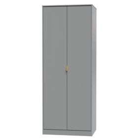 Nashville Ready assembled Contemporary Grey Tall Double Wardrobe (H)1960mm (W)740mm (D)520mm