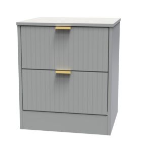 Nashville Ready assembled Grey 2 Drawer Bedside chest (H)521mm (W)450mm (D)395mm