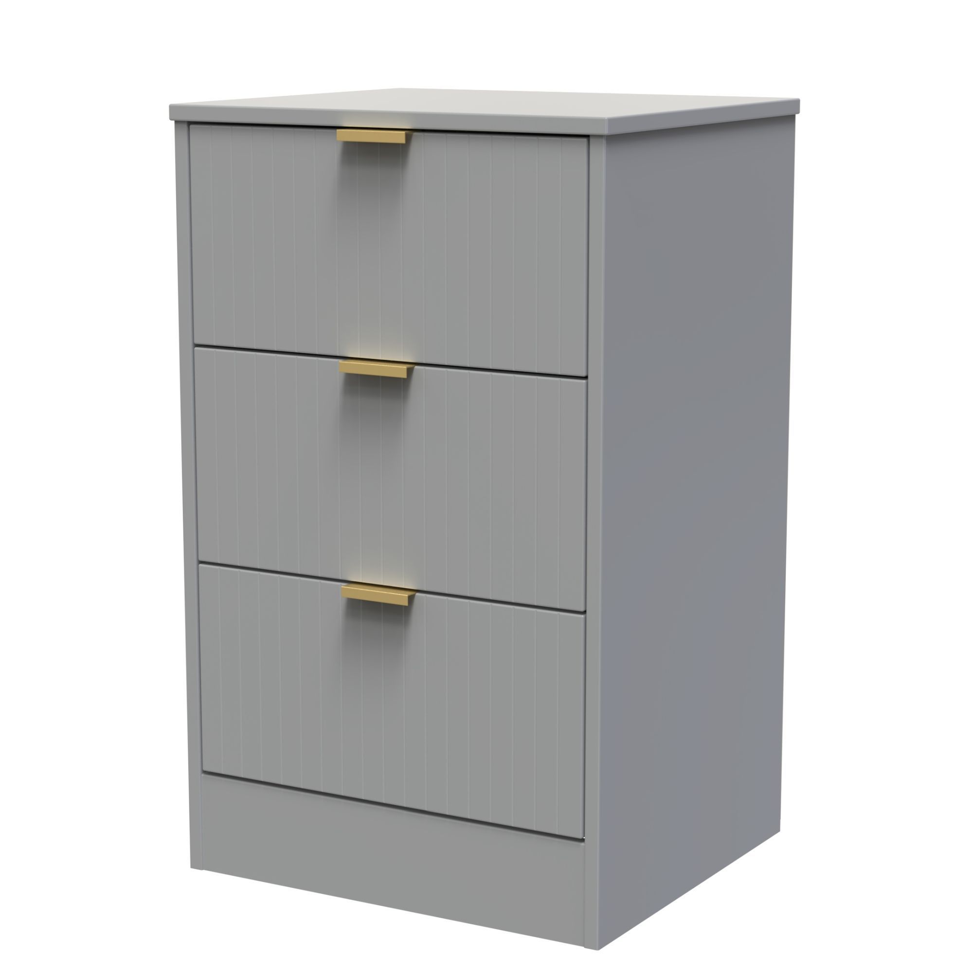 Nashville Ready assembled Grey 3 Drawer Bedside chest (H)726mm (W)450mm (D)395mm