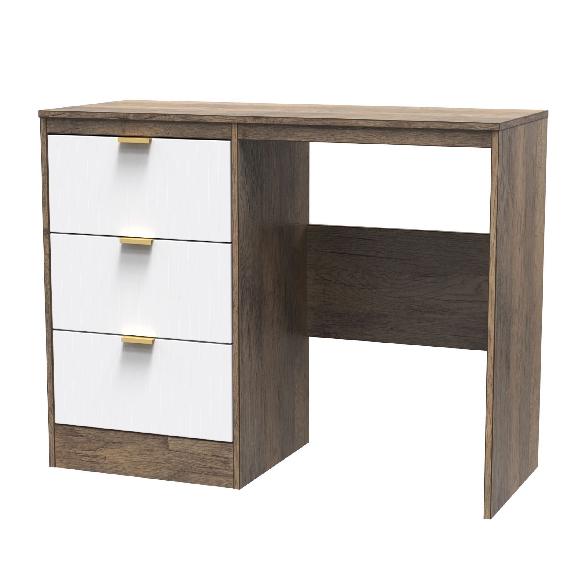 Nashville Ready assembled White & oak 3 Drawer Dressing table (H)756mm (W)969mm (D)395mm