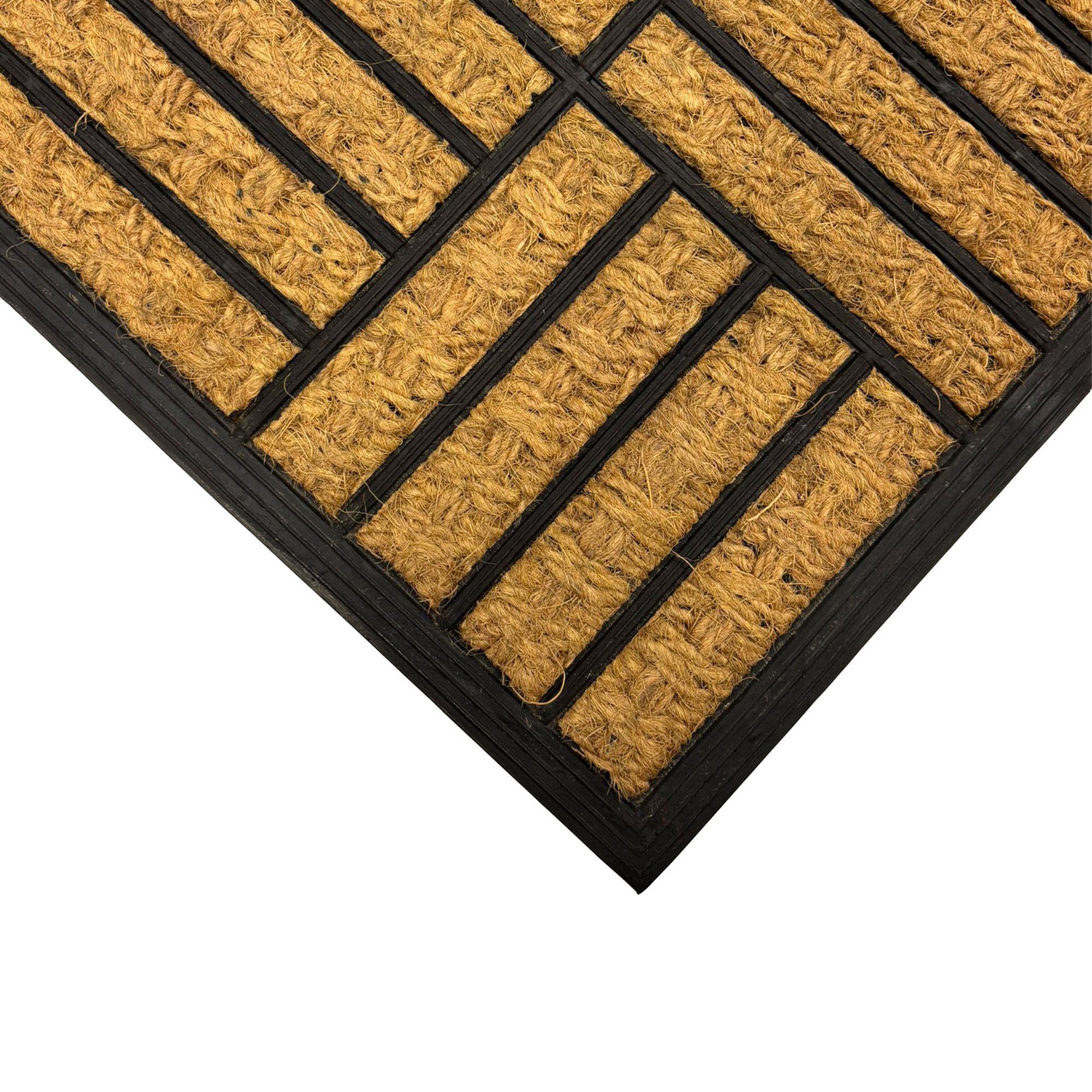 Natual & Black Stripe Rectangular Door mat, 85cm x 55cm
