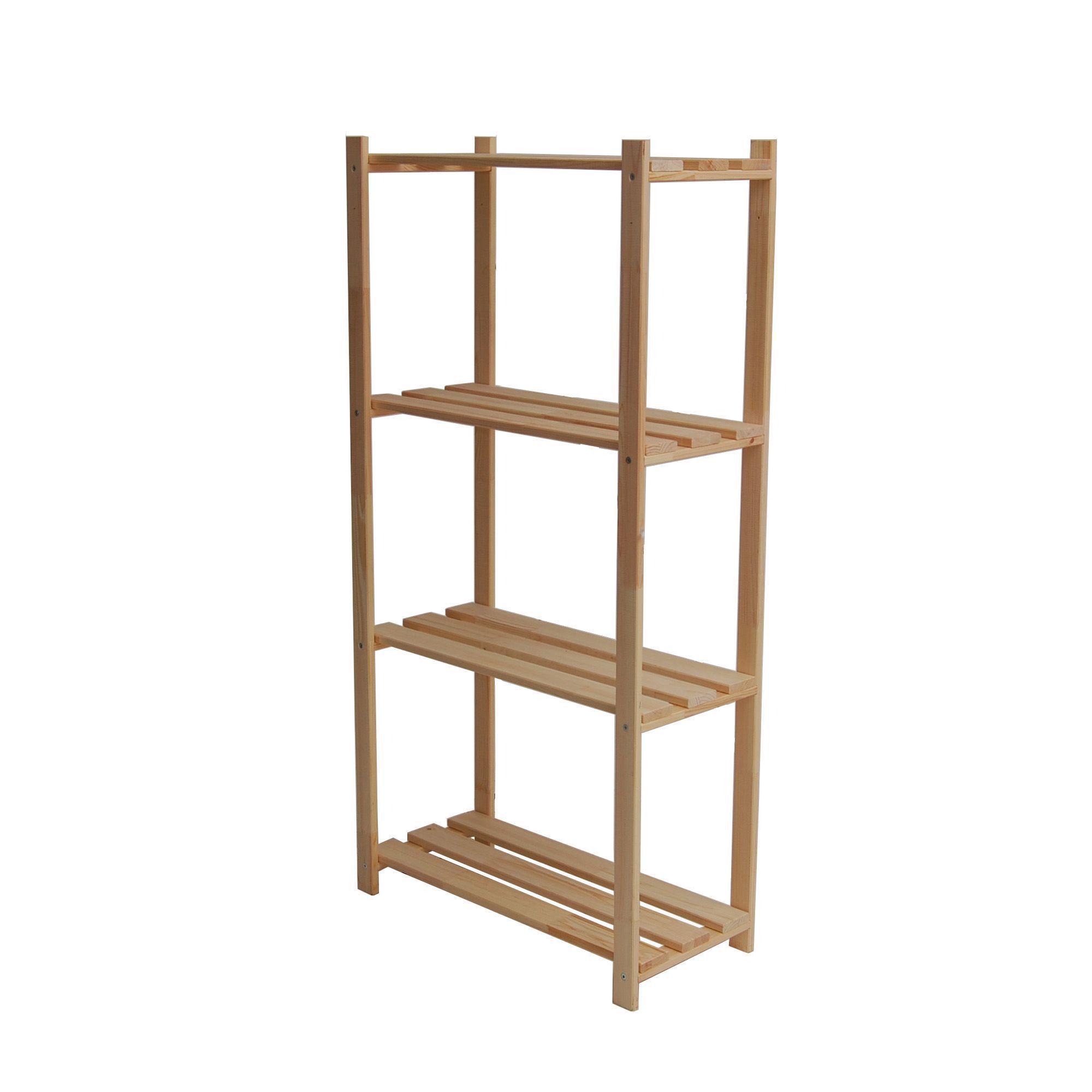 Natural 4 shelf Wood Shelving unit (H)1300mm (W)650mm