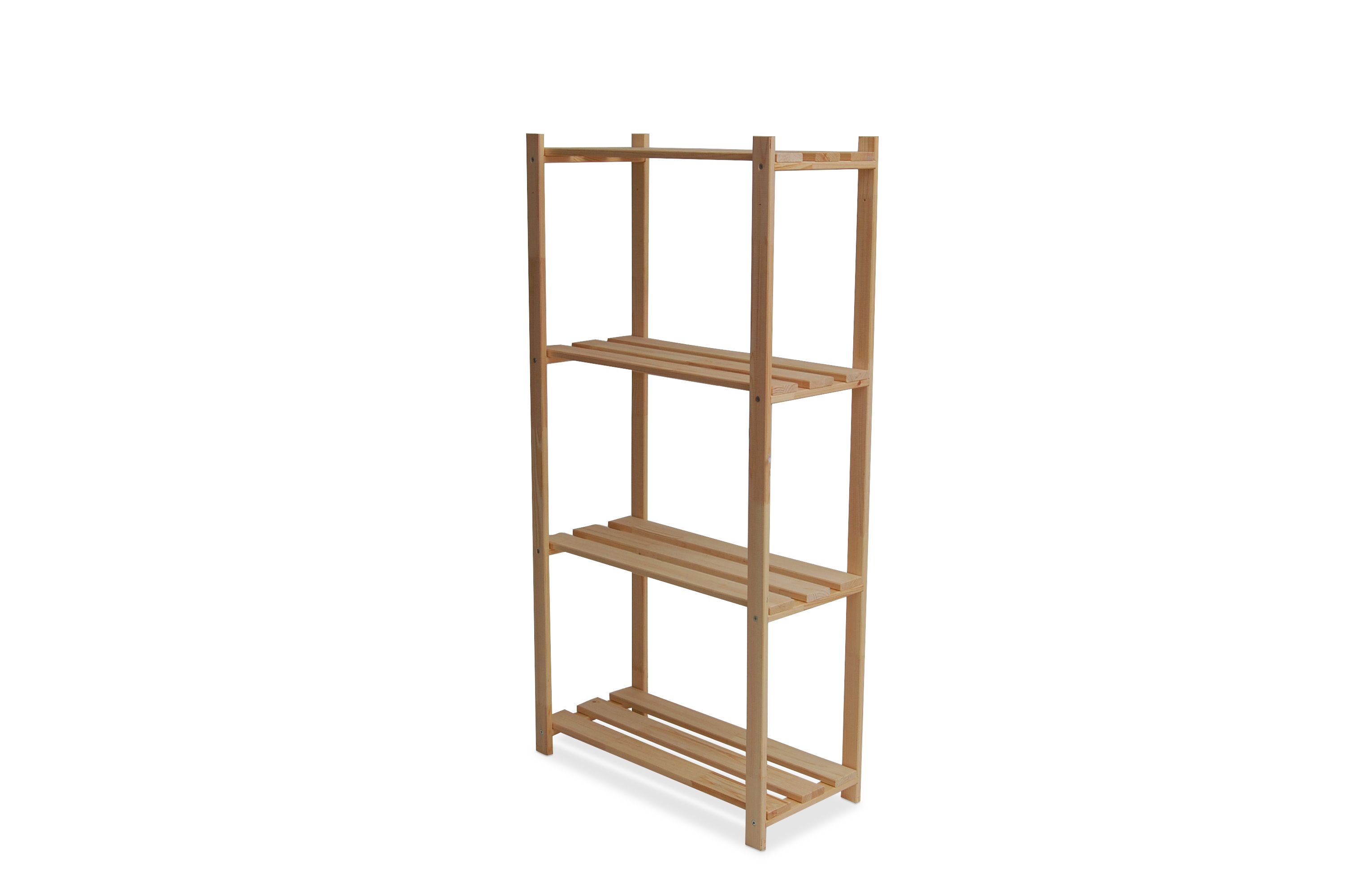 Natural 4 shelf Wood Shelving unit (H)1300mm (W)650mm