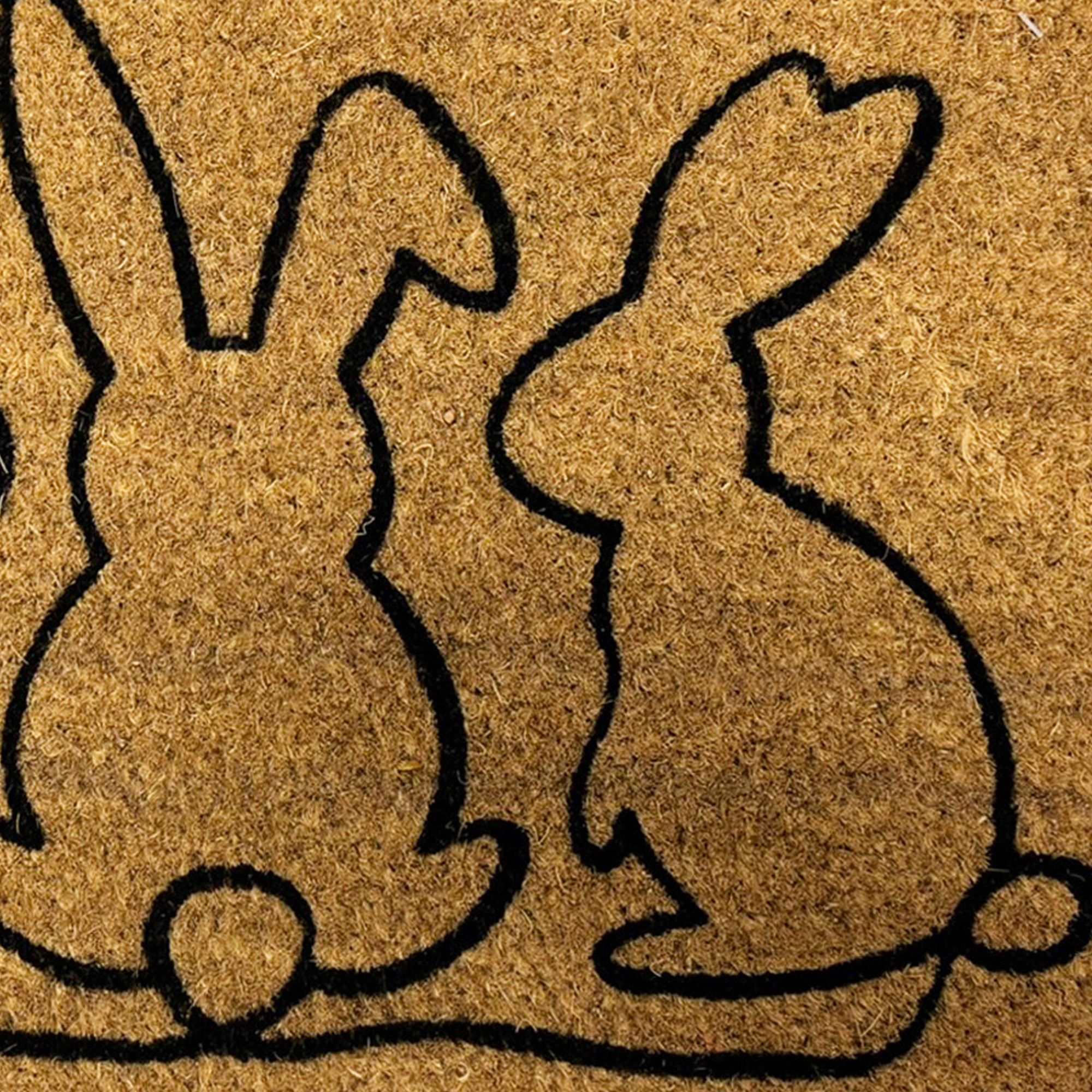 Natural & Black Bunnies Rectangular Door mat, 57cm x 40cm