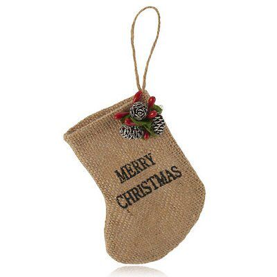 Natural Fabric Hessian merry christmas mini stocking Decoration