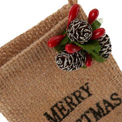 Natural Fabric Hessian merry christmas mini stocking Decoration