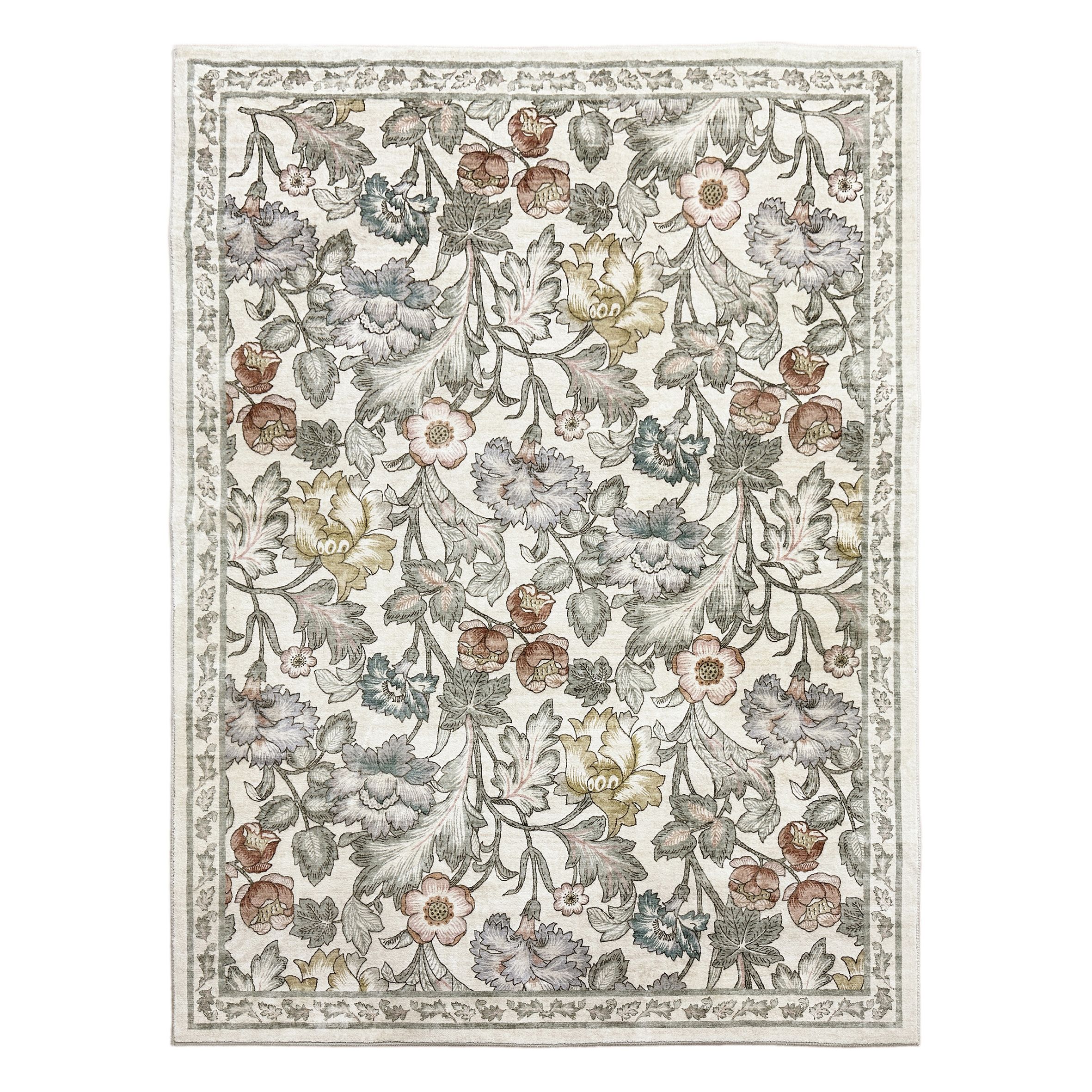 Natural Floral Medium Rug, (L)170cm x (W)120cm