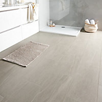 Natural Greige Satin Stone effect Porcelain Wall & floor Tile, Pack of 6, (L)600mm (W)300mm