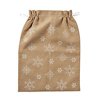 Natural Hessian Nordic Snowflake Christmas sack, 80cmx 60cm