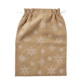 Natural Hessian Nordic Snowflake Christmas sack, 80cmx60cm