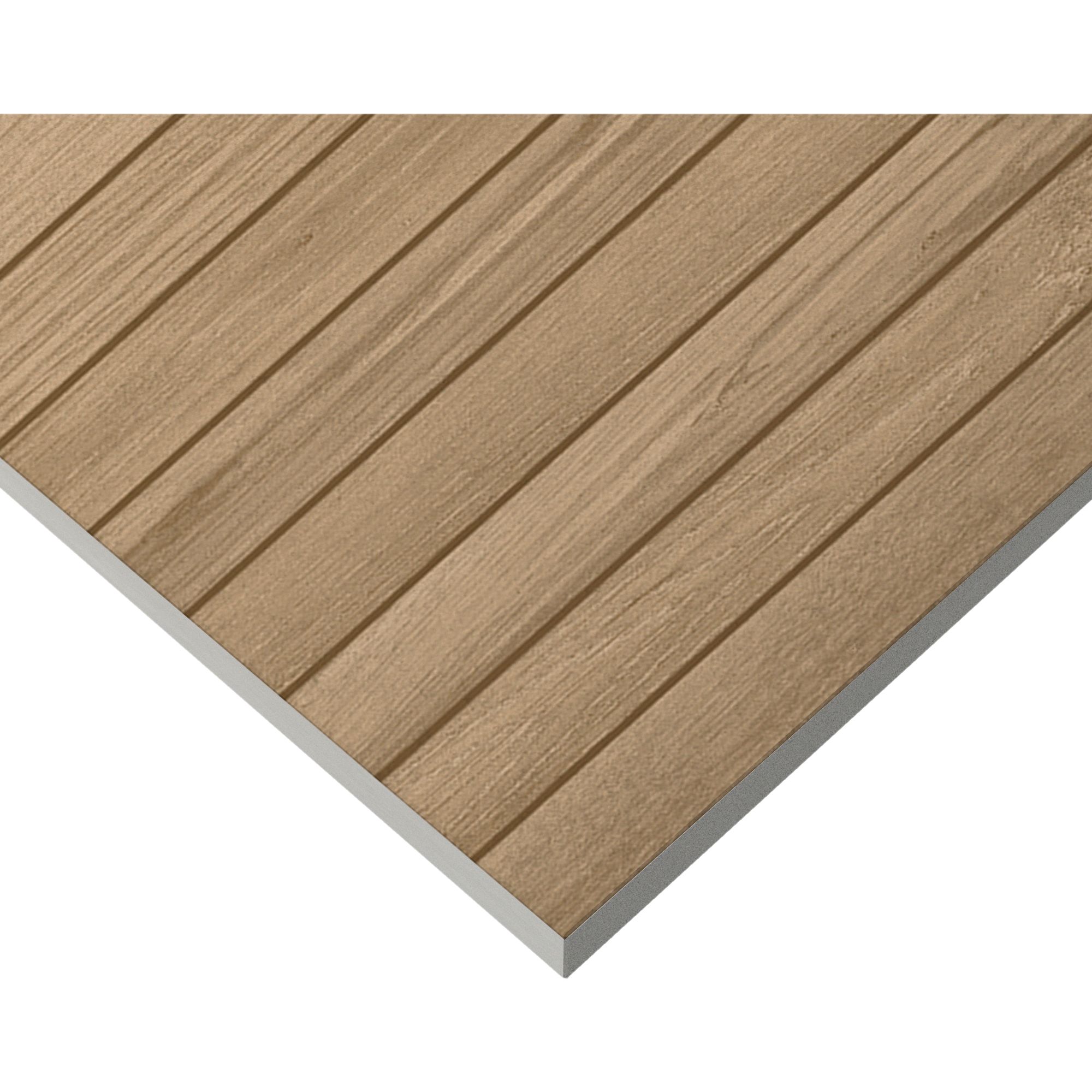 Natural Matt Ribbed Wood effect Textured Ceramic Indoor Wall Tile, Pack of 5, (L)900mm (W)300mm