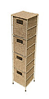 Natural Metal & seagrass Storage basket (H)880mm (W)230mm