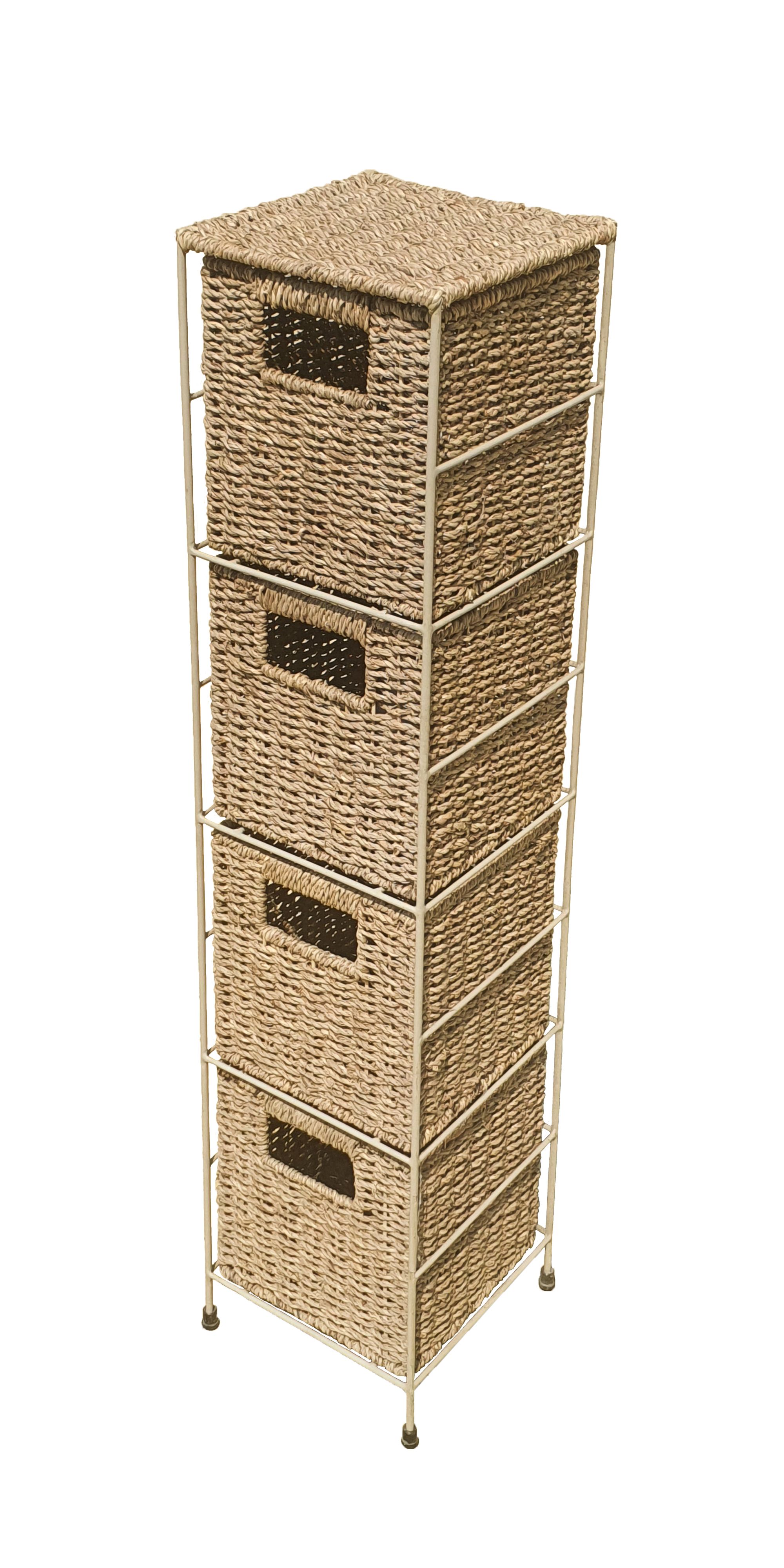 Natural Metal & seagrass Storage basket (H)880mm (W)230mm
