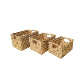 Natural Metal & seagrass Storage basket, Set of 3