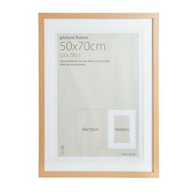 Natural Oak effect Modern block Picture frame (H)74cm x (W)54cm