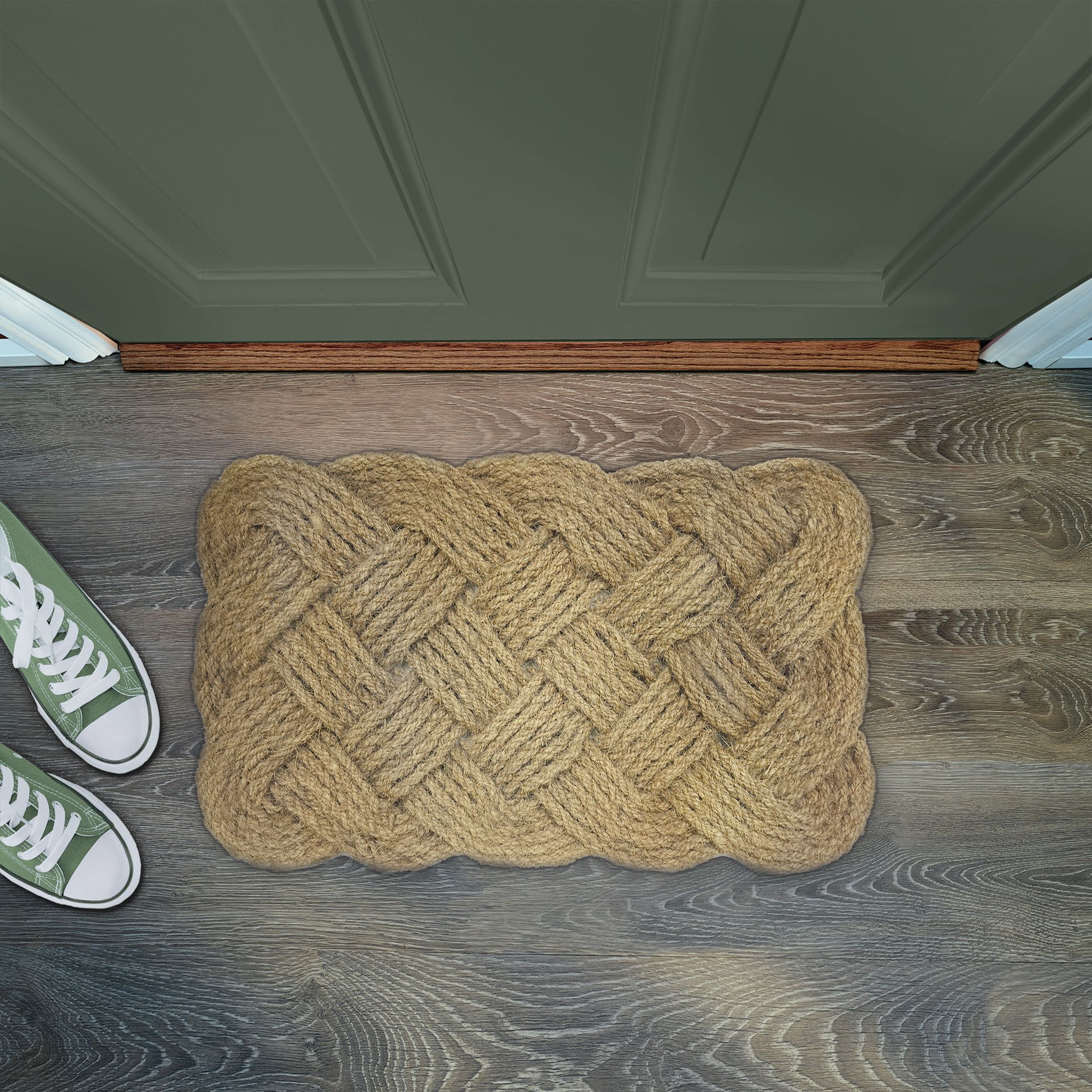 Natural Rugged Lovers knot Coir Reversible Heavy duty Door mat, 60cm x 40cm