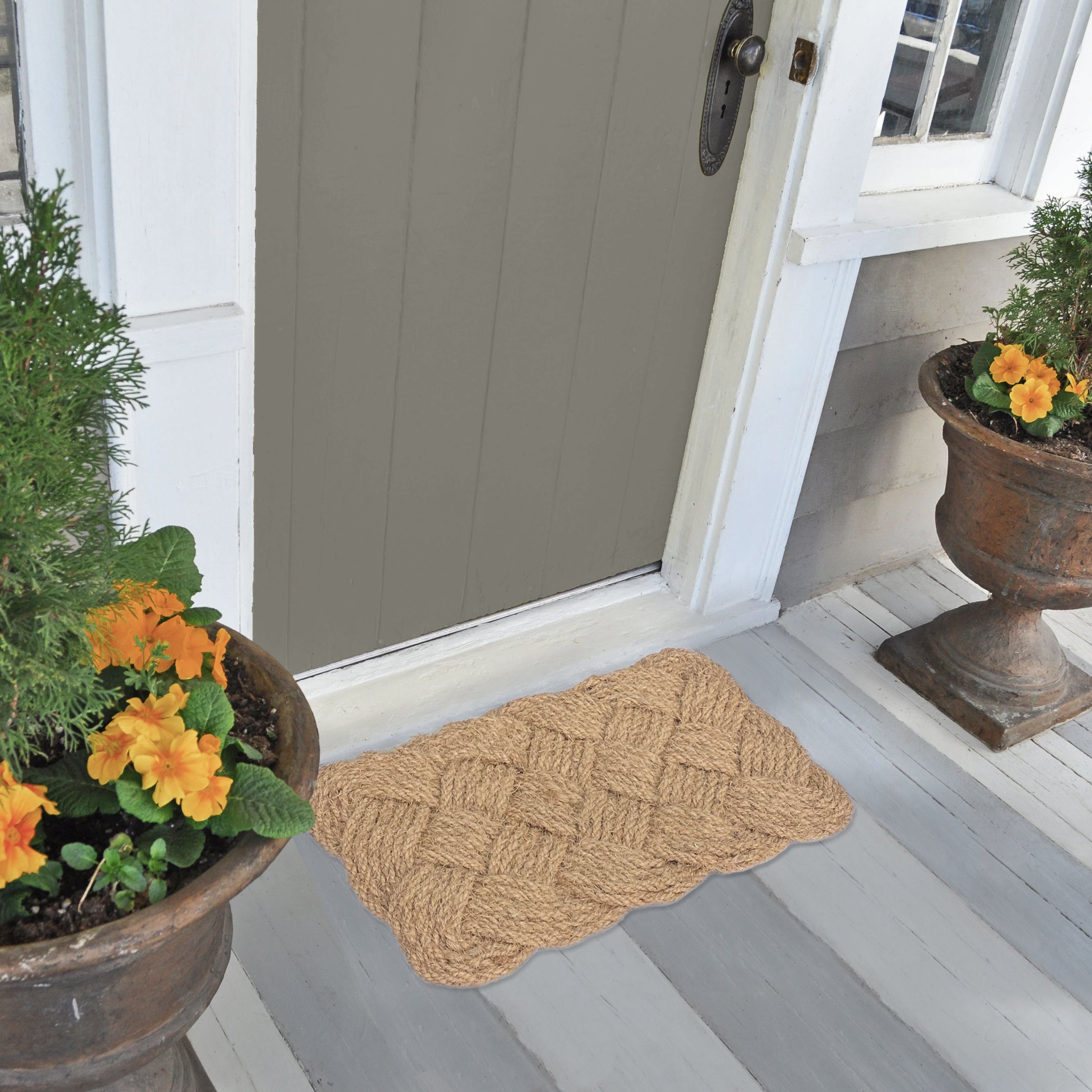 Natural Rugged Lovers knot Coir Reversible Heavy duty Door mat, 60cm x 40cm