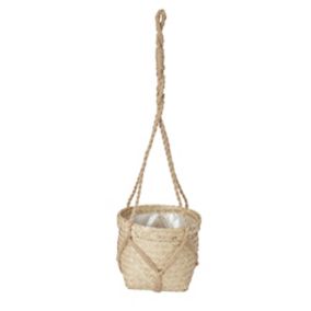 Natural Seagrass Herringbone Round Plant pot (Dia)20.5cm
