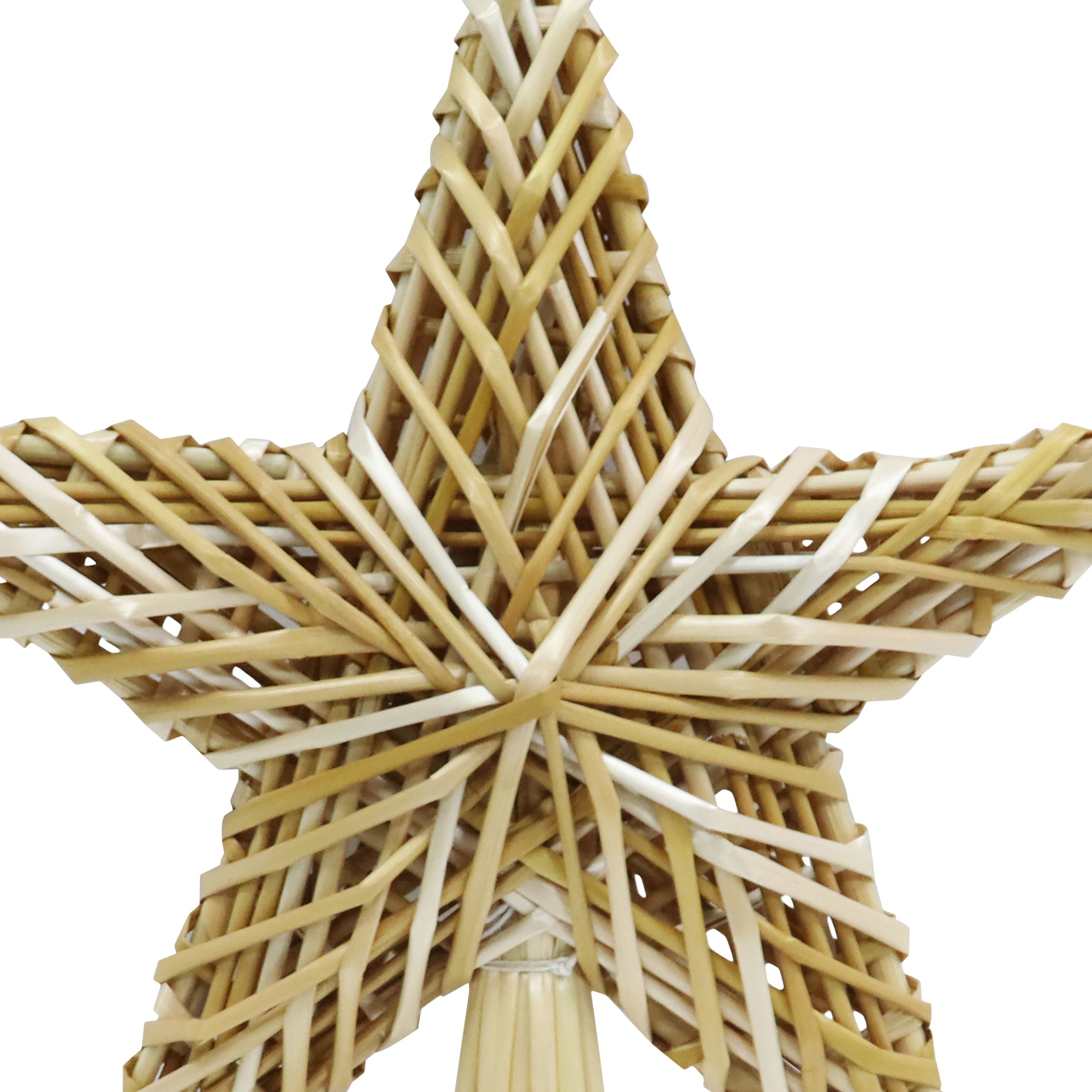 Rattan Star Golden Christmas Tree Topper Woven Straw Star