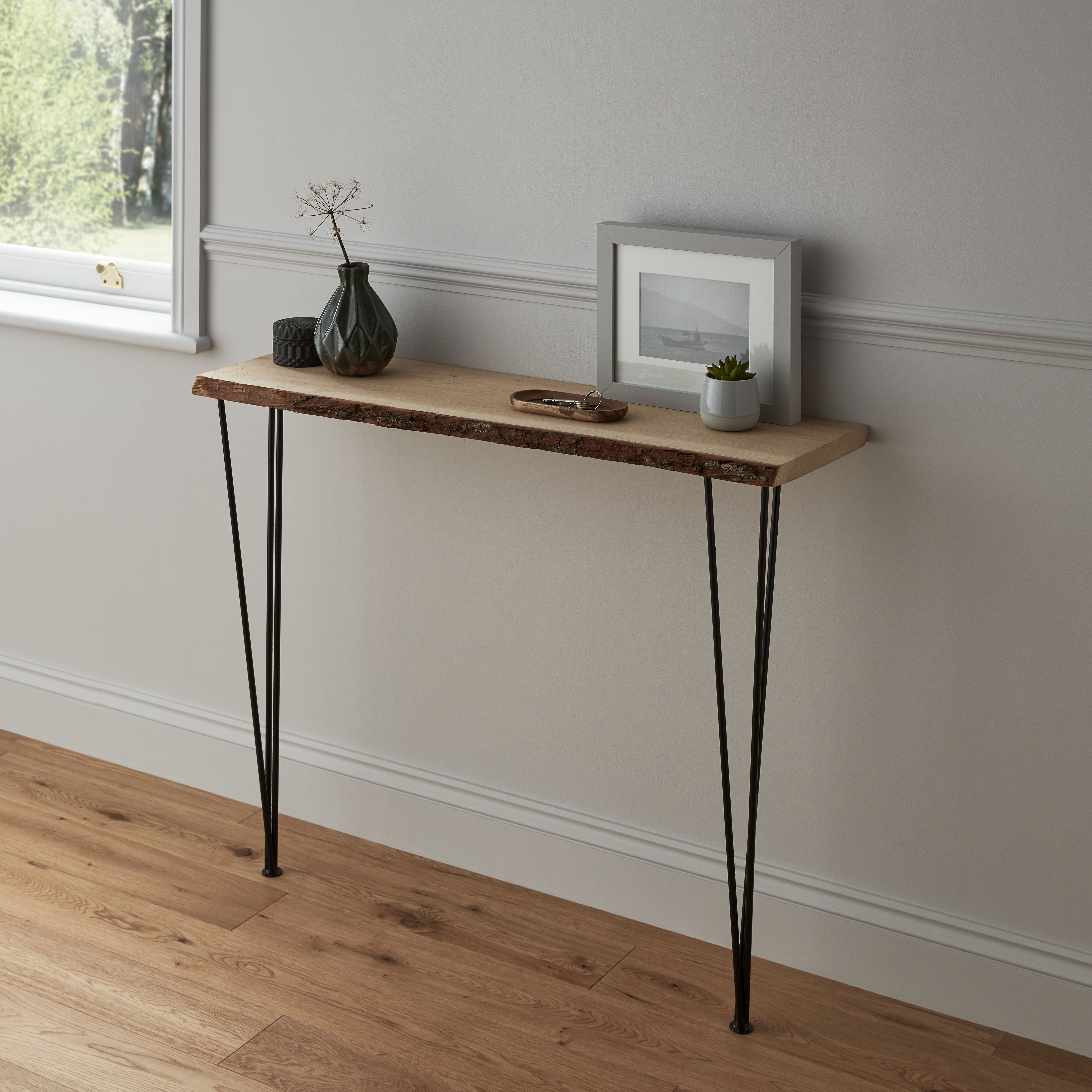 Natural Waney edge Oak Furniture board, (L)0.4m (W)300mm (W)250mm-300mm (T)25mm