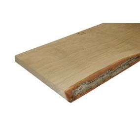 Natural Waney edge Oak Furniture board, (L)0.9m (W)250mm-300mm (T)25mm