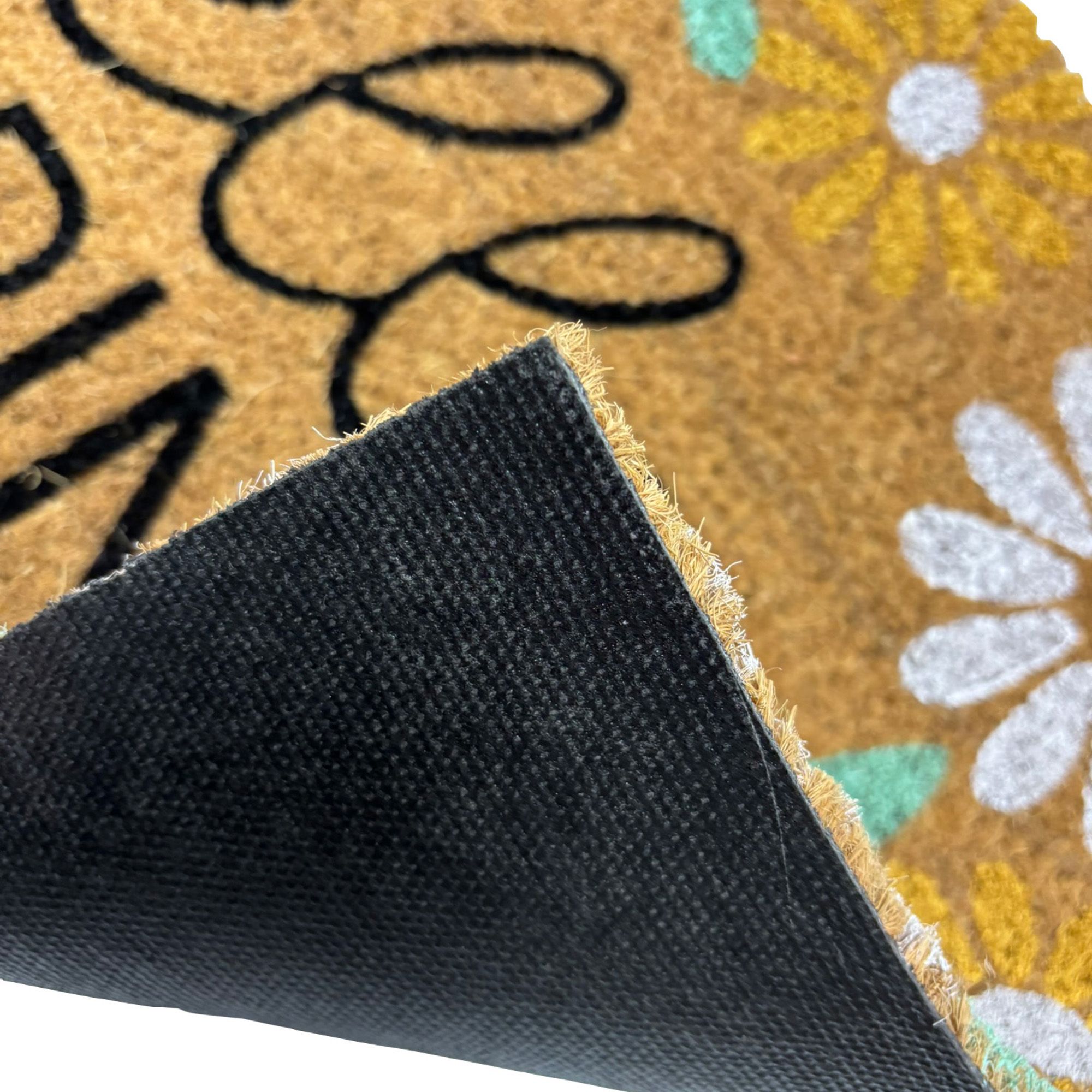 Natural & White Hello Spring Daisies Rectangular Door mat, 57cm x 40cm